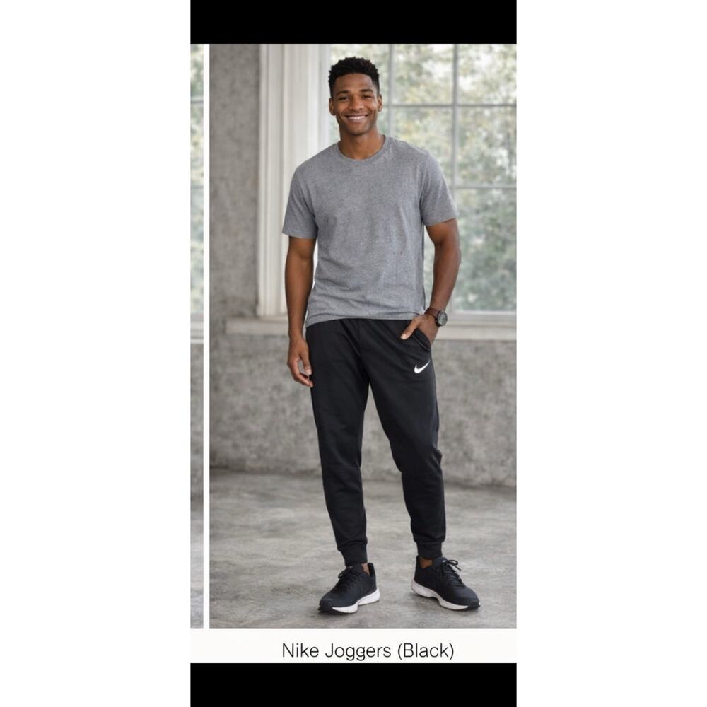 Nike Mens Fleece Joggers Black Sweatpants XL Embroidered Swoosh Logo Cuffed
